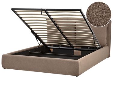 Ottoman Bed Boucle BAJONNA 160 x 200 cm (EU King Size) Brown