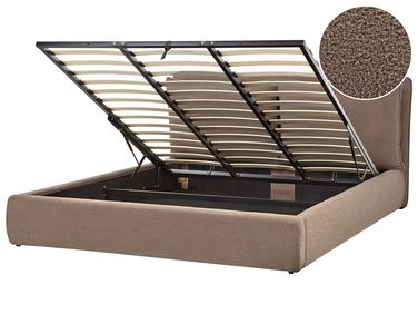 Ottoman Bed Boucle BAJONNA 180 x 200 cm (EU Super King) Brown