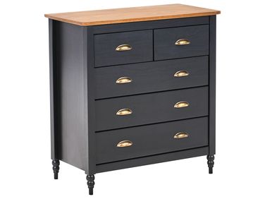Commode à 5 tiroirs SHILLINGTON Bois de pin Noir