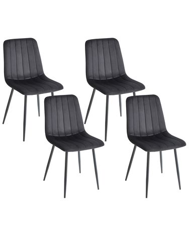 Set van 4 eetkamerstoelen KALISPELL Fluweel Zwart
