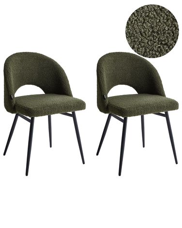 Set van 2 eetkamerstoelen ONAGA Bouclé Donkergroen
