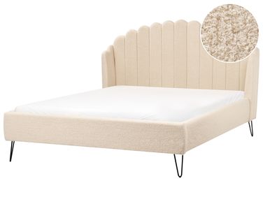 Bed Bouclé AMBILLOU 160 x 200 cm Beige