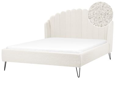 Bed Bouclé AMBILLOU 160 x 200 cm Gebroken wit