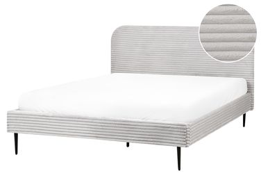 Bed Corduroy FLAYAT 160 x 200 cm (EU King Size) Light Grey