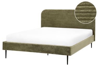 Bed Corduroy FLAYAT 160 x 200 cm (EU King Size) Green