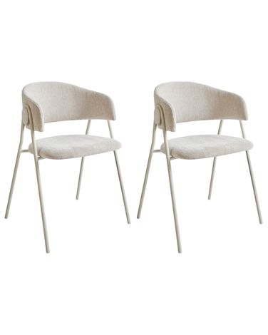 Set van 2 eetkamerstoelen ALANSON Chenille Lichtbeige