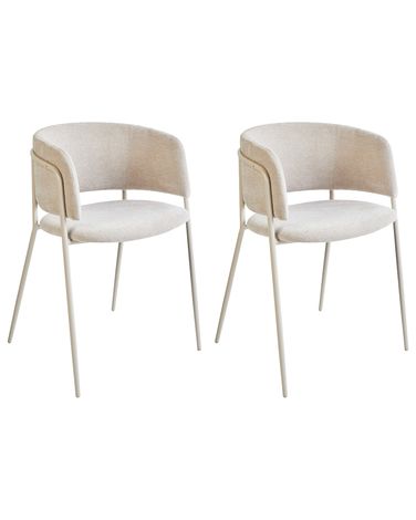 Set van 2 eetkamerstoelen SPRINGER Chenille Lichtbeige