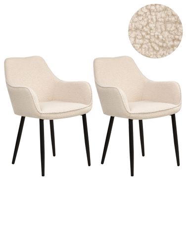 Set van 2 eetkamerstoelen ALDEN Bouclé Lichtbeige