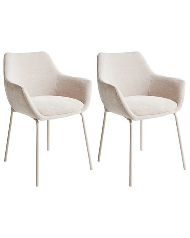 Set van 2 eetkamerstoelen BOWDON Chenille Lichtbeige