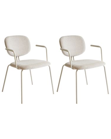 Set van 2 eetkamerstoelen CARILLE Chenille Lichtbeige