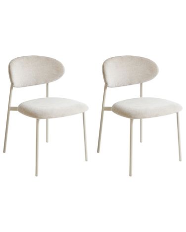 Set van 2 eetkamerstoelen COWLEY Chenille Lichtbeige