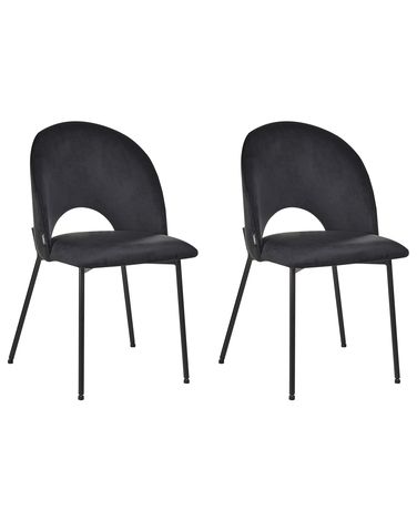 Set van 2 eetkamerstoelen COVELO Fluweel Zwart