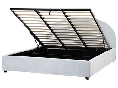 Bed met opbergruimte Chenille VAUCLUSE 180 x 200 cm Lichtblauw