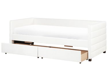 Bedbank met opbergruimte Fluweel MARRAY 90 x 200 cm Gebroken wit