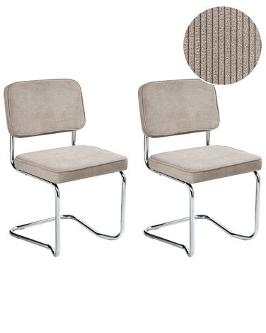 Set van 2 eetkamerstoelen IRWIN Corduroy Taupe