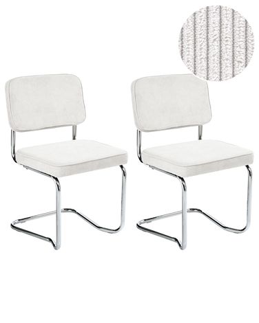 Set van 2 eetkamerstoelen IRWIN Corduroy Gebroken wit