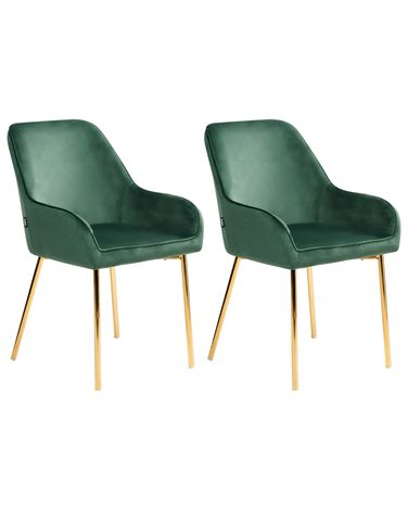 Set van 2 eetkamerstoelen LOVERNA Fluweel Groen
