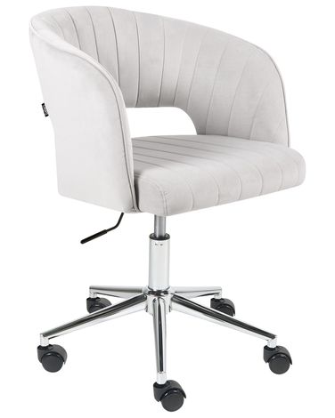 Chaise de bureau KATONAH Velours Gris clair