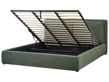 Bed met opbergruimte Stof BAJONNA 180 x 200 cm Donkergroen