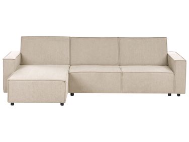 Canapé-lit d'angle 3 places ROMEDAL II Tissu Beige Côté droit