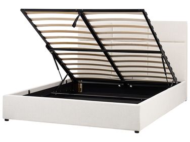 Bed met opbergruimte Stof LAGORD 160 x 200 cm Gebroken wit