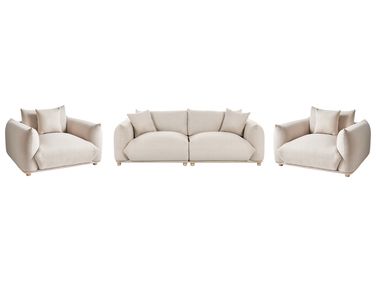 Ensemble de salon 5 places LUVOS Tissu Beige clair