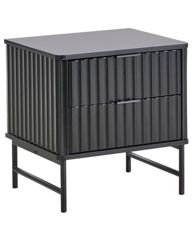 2 Drawer Bedside Table GLASTONBURY Black