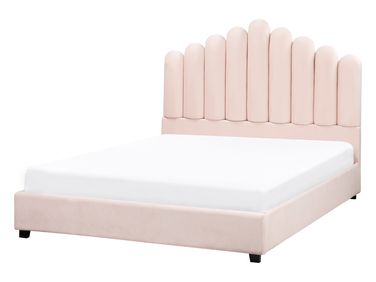 Bed Fluweel VINCENNES 140 x 200 cm Pastelroze