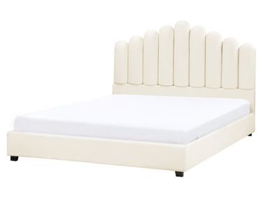 Bed Fluweel VINCENNES 140 x 200 cm Gebroken wit