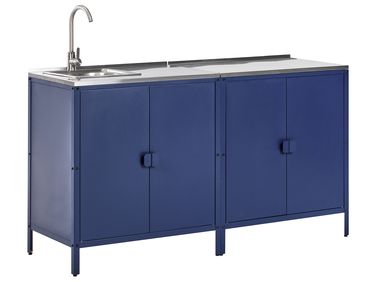 2 Piece Outdoor Kitchen Set with Sink VILAMA Metal Blue