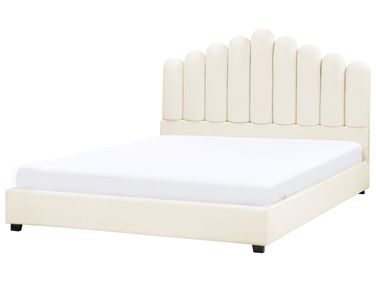 Bed Fluweel VINCENNES 180 x 200 cm Gebroken wit