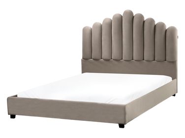Bed Fluweel VINCENNES 140 x 200 cm Taupe