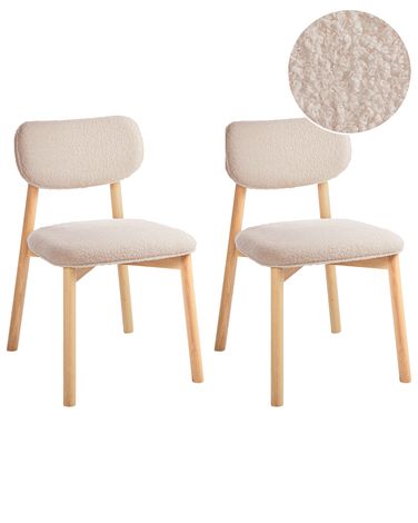 Set van 2 eetkamerstoelen MILLS Bouclé Lichtbruin/lichtbeige