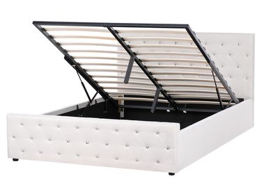 Bed met opbergruimte Stof AMIENS 160 x 200 cm Beige