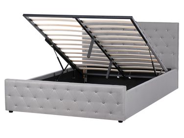 Ottoman Bed Fabric AMIENS 160 x 200 cm (EU King Size) Light Grey