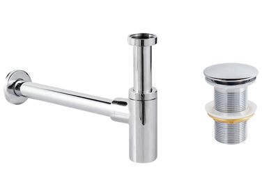 Basin Bottle Trap with Click Clack Waste MAFREDI Brass Silver