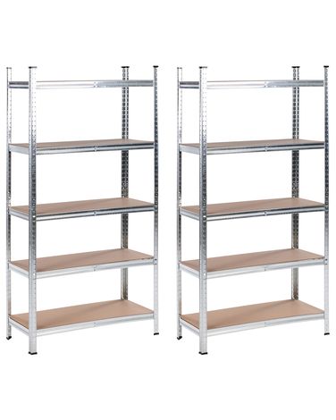 Ensemble de 2 étagères de garage XITTA Métal 180 cm 90 cm Argenté