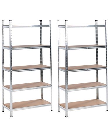 Ensemble de 2 étagères de garage XITTA Métal 150 cm 75 cm Argenté