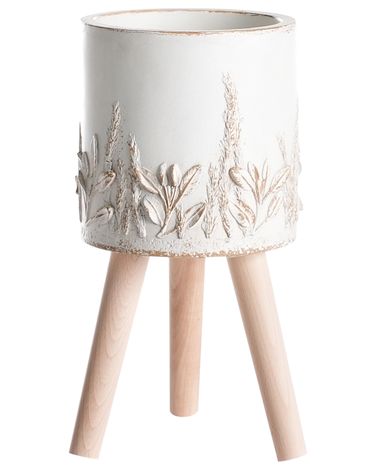 Verhoogde bloempot PREWEZA 23 cm Gebroken wit