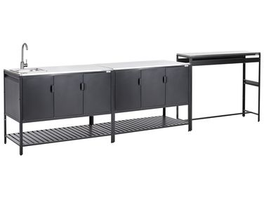3 Piece Outdoor Kitchen Set with Sink MAENZA Metal Black