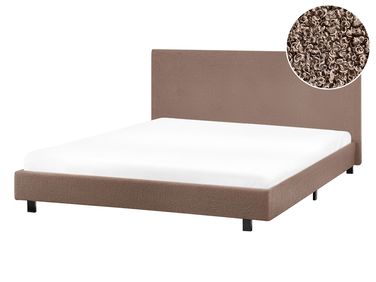 Bed Bouclé ALBI 140 x 200 cm Bruin