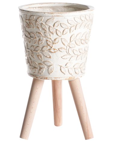 Verhoogde bloempot ALIARTOS 26 cm Gebroken wit