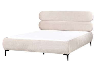 Bed Fluweel LESSAY 160 x 200 cm Lichtbeige