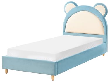 Kinderbed Teddybeer Fluweel MAILLES 90 x 200 cm Blauw