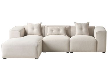 Canapé d'angle 3 places DOLVA Tissu Beige clair Côté droit