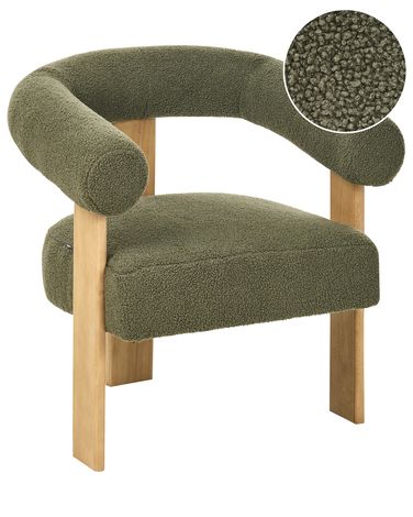 Fauteuil ILBRO Bouclé Groen/lichtbruin