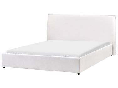 Bed Fluweel LAVAUR 160 x 200 cm Gebroken wit