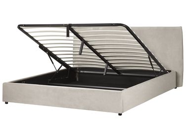 Bed met opbergruimte Fluweel LAVAUR 180 x 200 cm Taupe