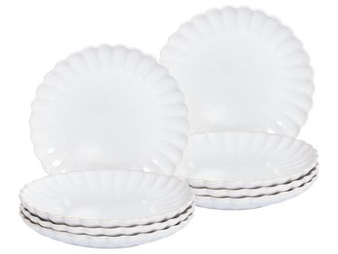 Set van 8 dessertborden NETTLE Steengoed Gebroken wit