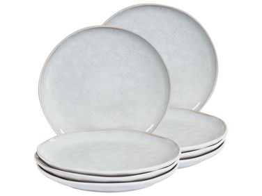 Set van 8 dinerborden SESAME Steengoed Lichtgrijs